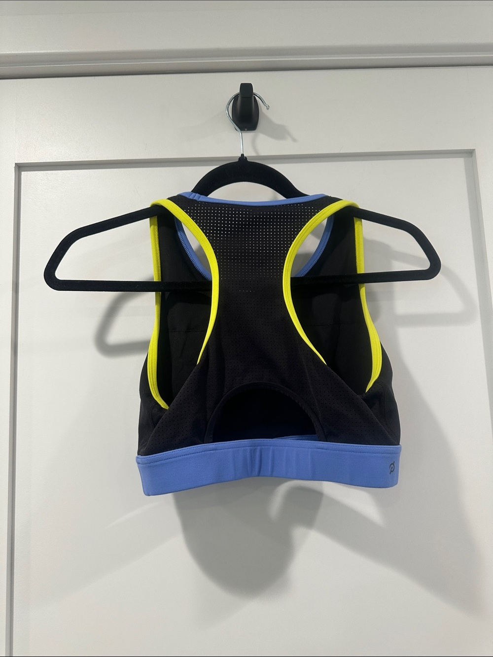 Peloton Matching Workout Set Medium Black Blue Sports Bra Crop Top Leggings - Picture 3 of 5